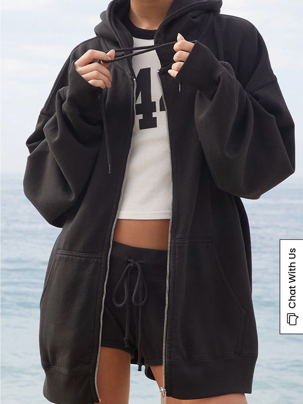Brandy Melville John Galt Christy Full Zip Oversized Hoodie Loungewear Athletic - Picture 2 of 10